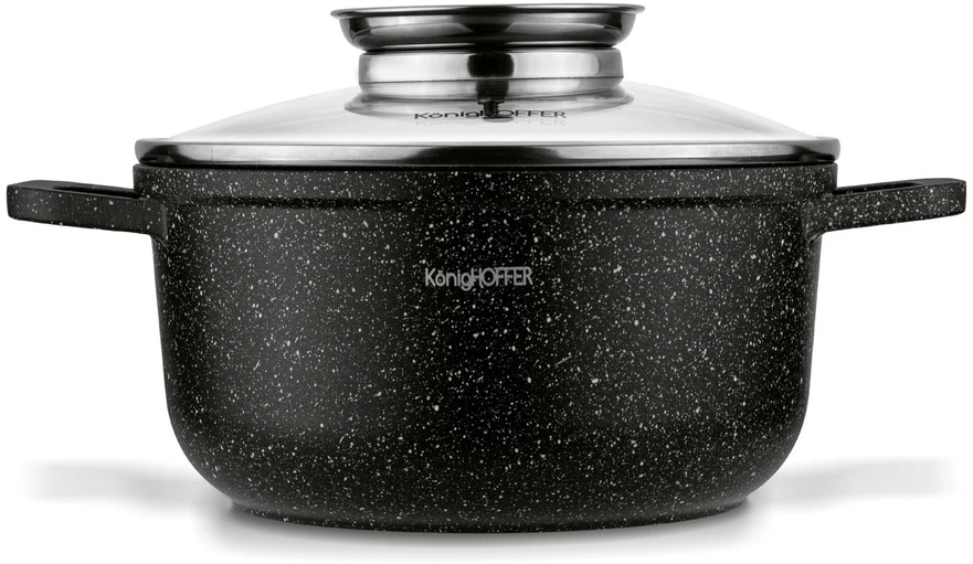 Indukcinis PUODAS su dangčiu, skirtas Konighoffer Pollo Juodas OVEN 1,2 l 16cm