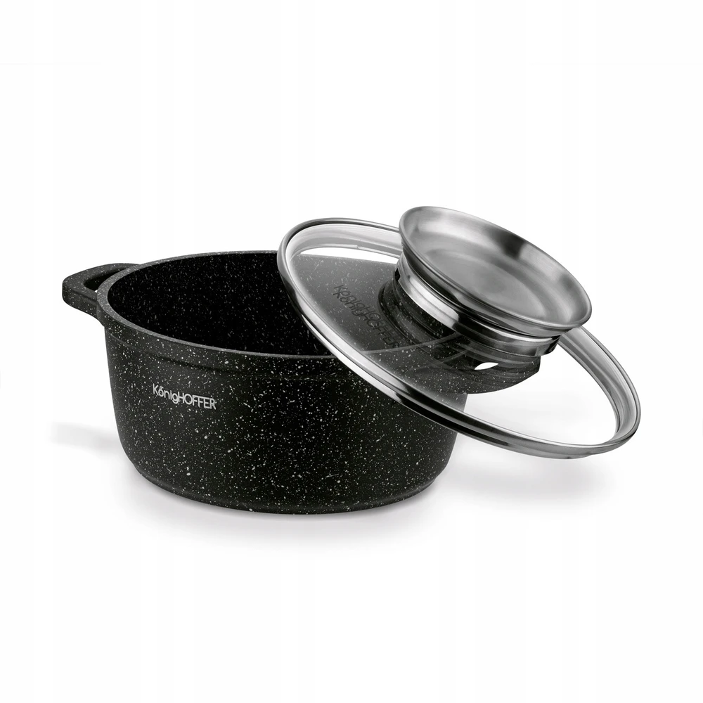 Indukcinis PUODAS su dangčiu, skirtas Konighoffer Pollo Juodas OVEN 1,2 l 16cm