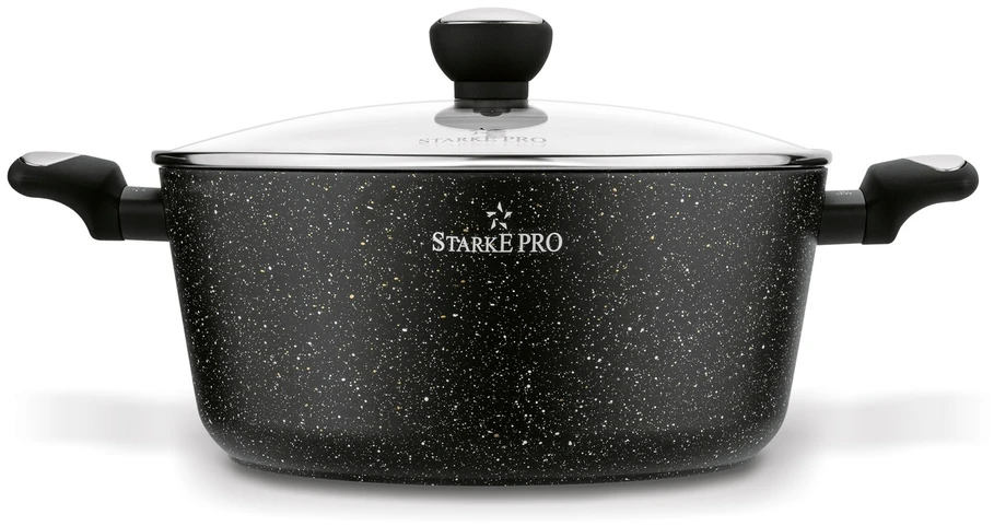 indukcinis puodas su dangteliu, marmuras, SOLID Starke Pro Strappo Marble 6 l