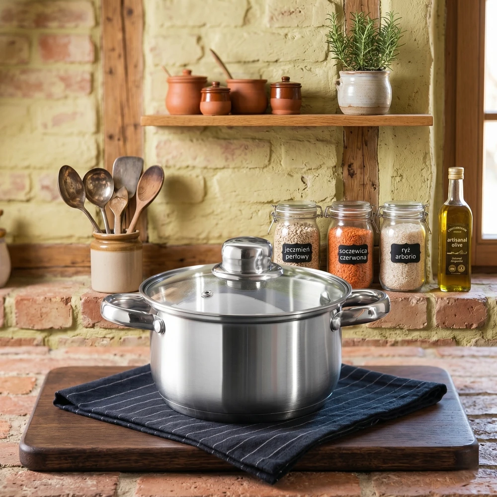 Indukcinis puodas su dangteliu, nerūdijančio plieno Altom Design Fabio, 1,9 l