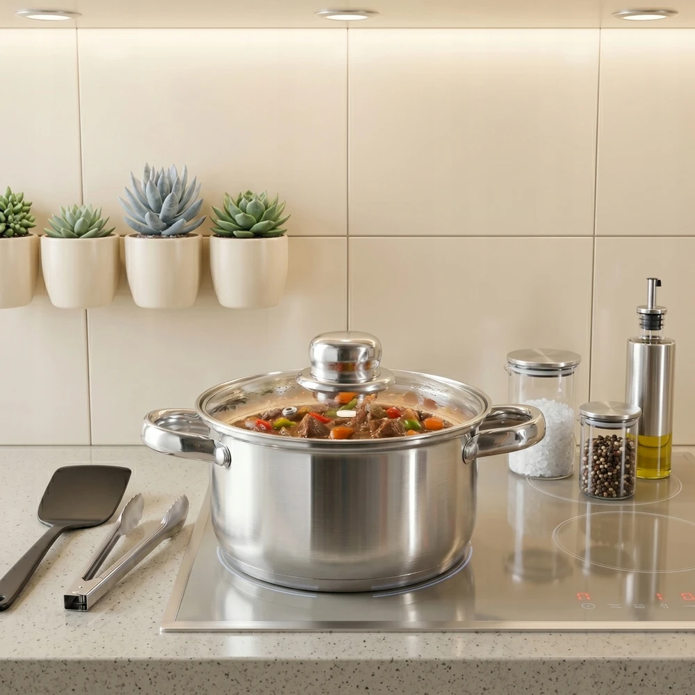 Indukcinis puodas su dangteliu, nerūdijančio plieno Altom Design Fabio, 1,9 l