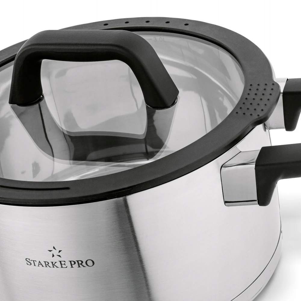 INDUKCINIS PUODAS su dangteliu, NERŪDijantis PLIENAS Starke Pro Rigor 5,7l 24cm