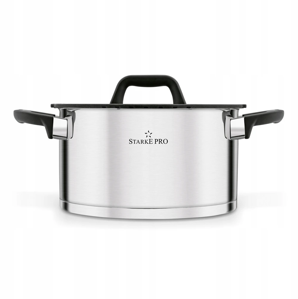 INDUKCINIS PUODAS su dangteliu, NERŪDijantis PLIENAS Starke Pro Rigor 5,7l 24cm