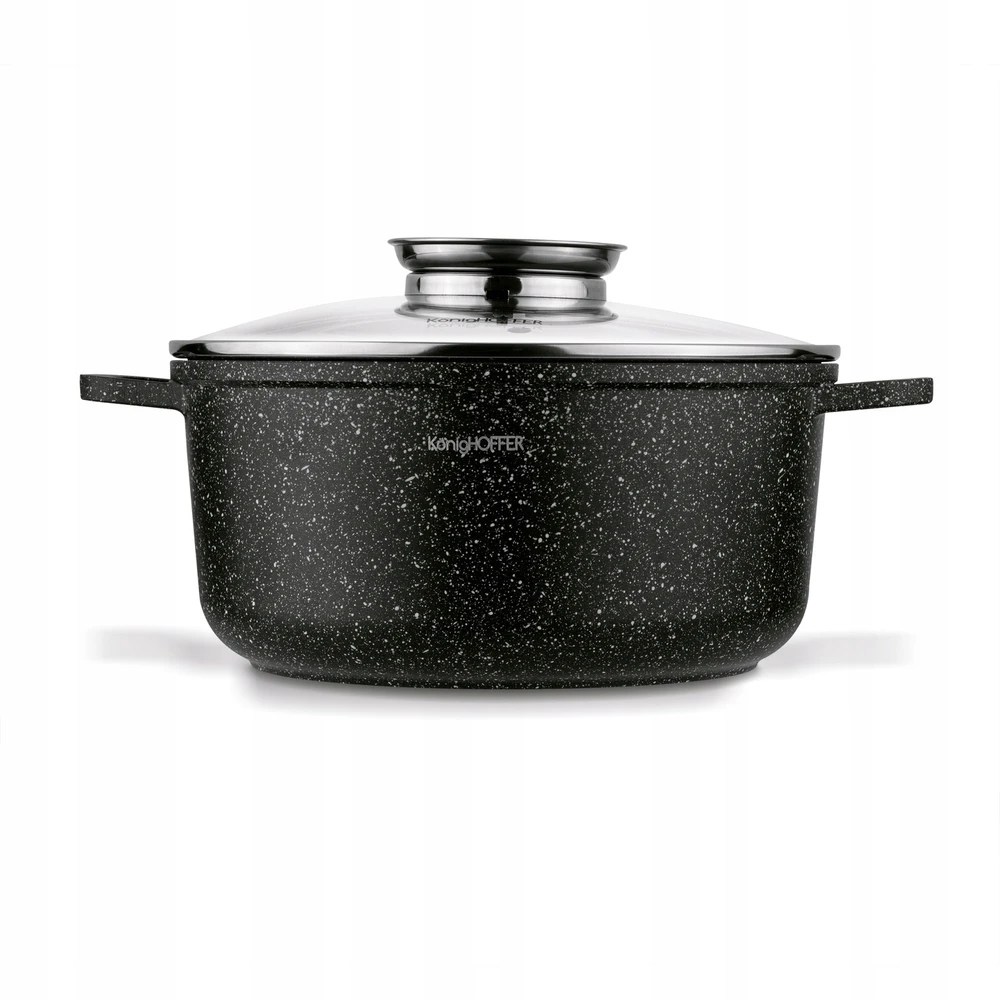 INDUKCINIS puodo dangtis KIETOS DUJOS Konighoffer Pollo Juodas 4,5l 24cm