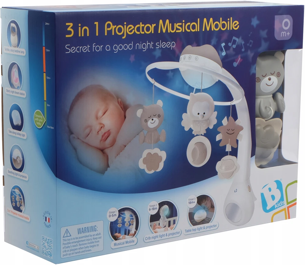 Muzyczna 3 viename „Infantino“ muzikinis mobilusis vežimėlis, smėlio spalvos