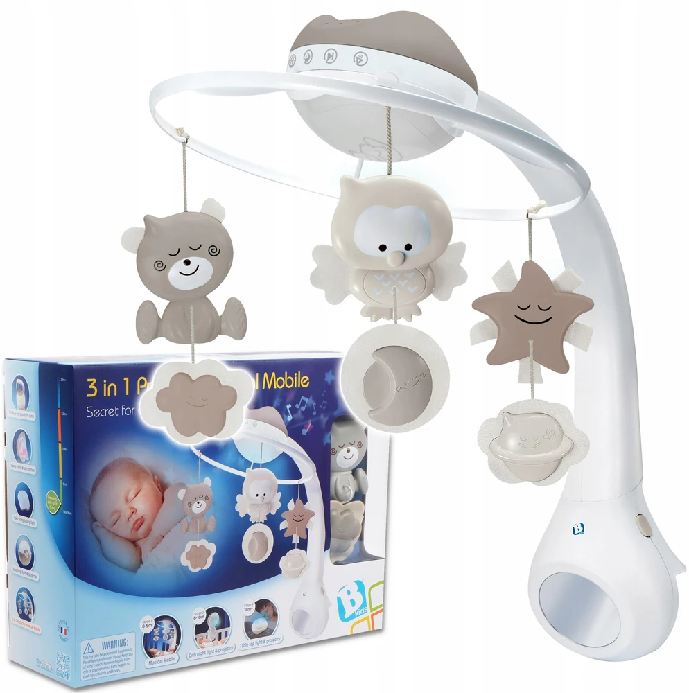Muzyczna 3 viename „Infantino“ muzikinis mobilusis vežimėlis, smėlio spalvos