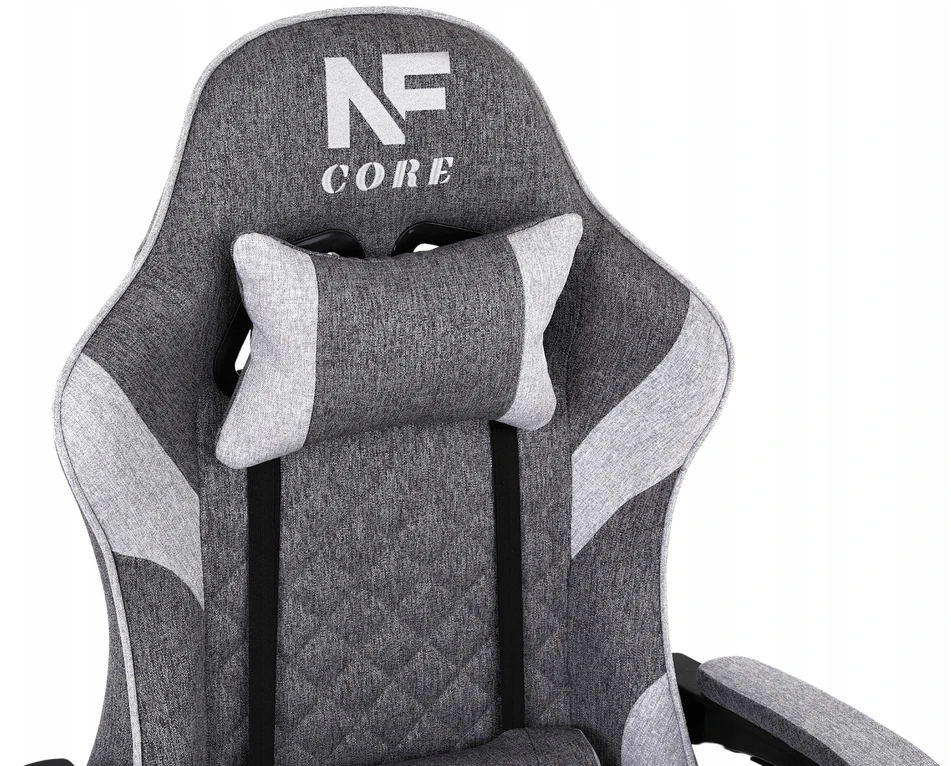 Infini Fotel Gamingowy Z PODNÓŻKIEM Materiałowy Krzesło Gracza Kubełek + 2PODUSZKI