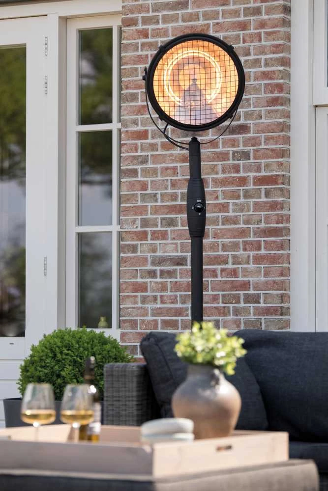 SUNRED® Indus Bright pastatomas infraraudonųjų spindulių terasos šildytuvas RSS19, 2100 W, Juodas