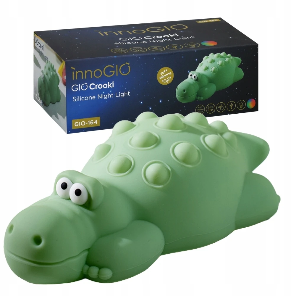 Innogio Lampka Nocna dla Dzieci LED Silikonowa Krokodyl Fidget Toy RGB Dotykowa USB