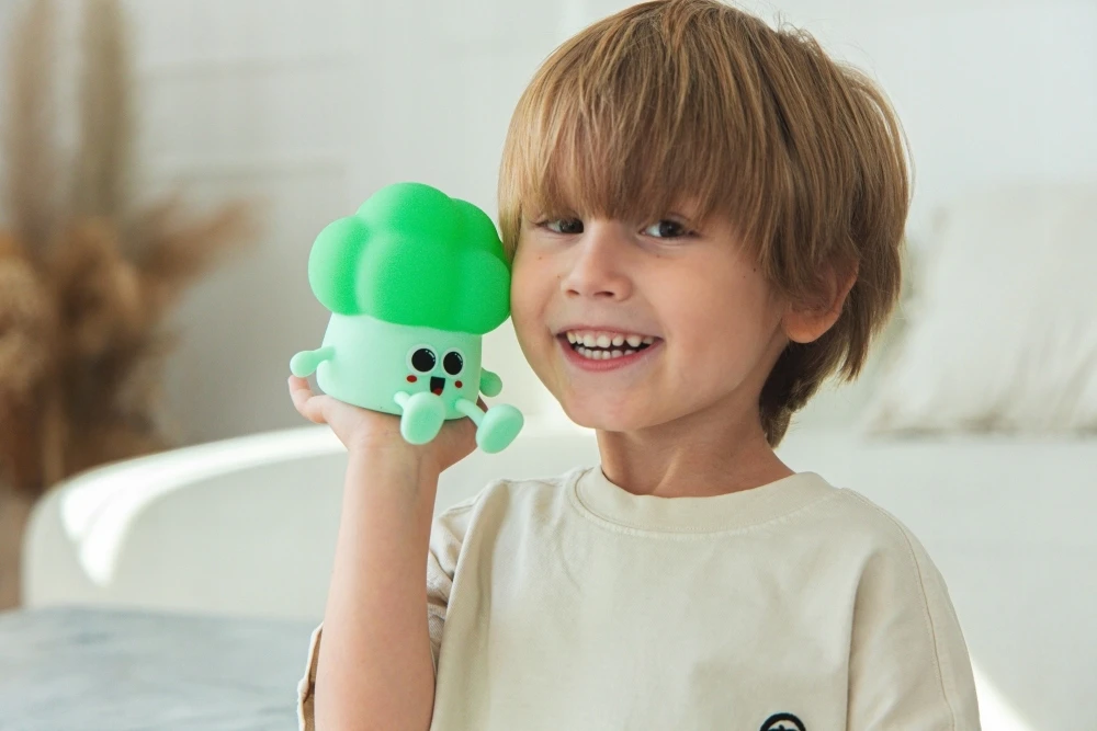 Innogio Lampka Nocna dla Dzieci LED Silikonowa Brokuł Stojak na Telefonas USB