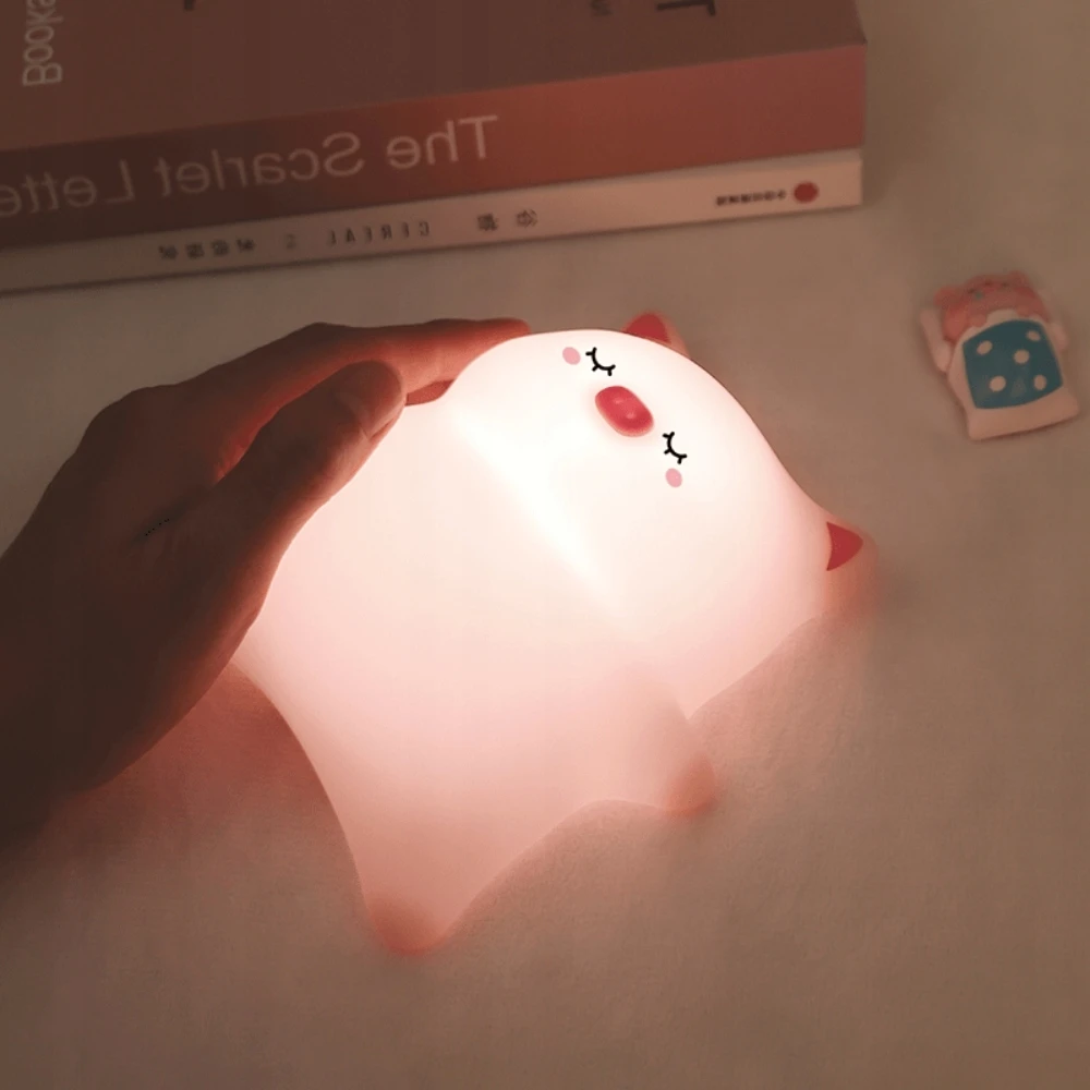 InnoGIO vaikiška naktinė lemputė silikoninė LED piggy touch minkšta