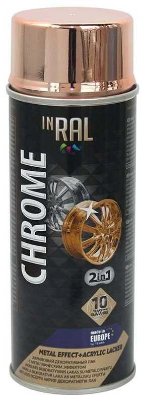 Akriliniai purškiami dažai INRAL CHROME varis 400 ml.