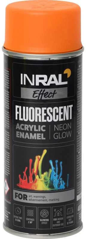 Aerozoliniai dekoratyviniai dažai INRAL FLUORESCENT oranžiniai 400 ml.