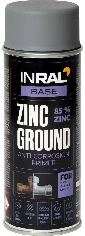 Aerozolinis gruntas antikorozinis INRAL GROUND ZINC cinkas 400 ml.