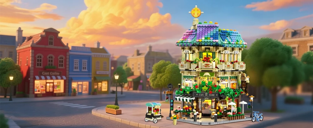 Insoon Blocks CITY CAFE COFFEE HOUSE LED HOUSE PARDUOTUVĖ FIGŪRA DOVANAI 1876×