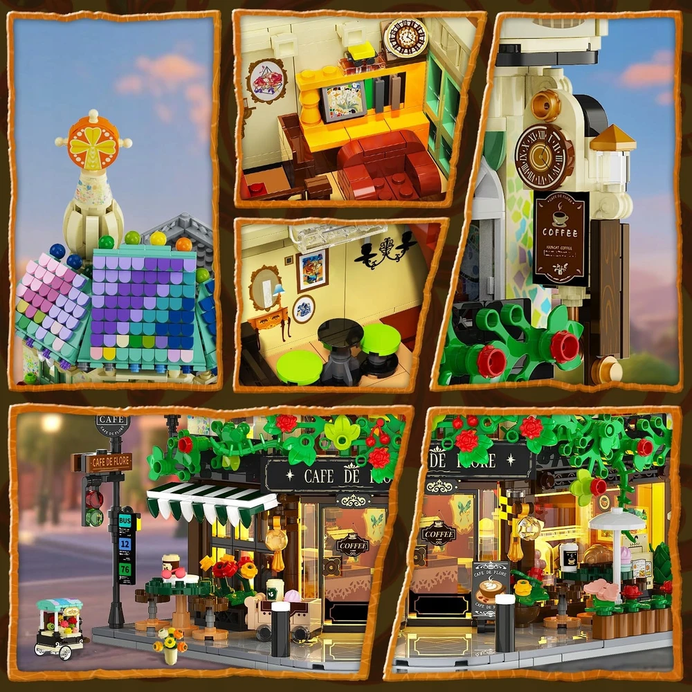 Insoon Blocks CITY CAFE COFFEE HOUSE LED HOUSE PARDUOTUVĖ FIGŪRA DOVANAI 1876×