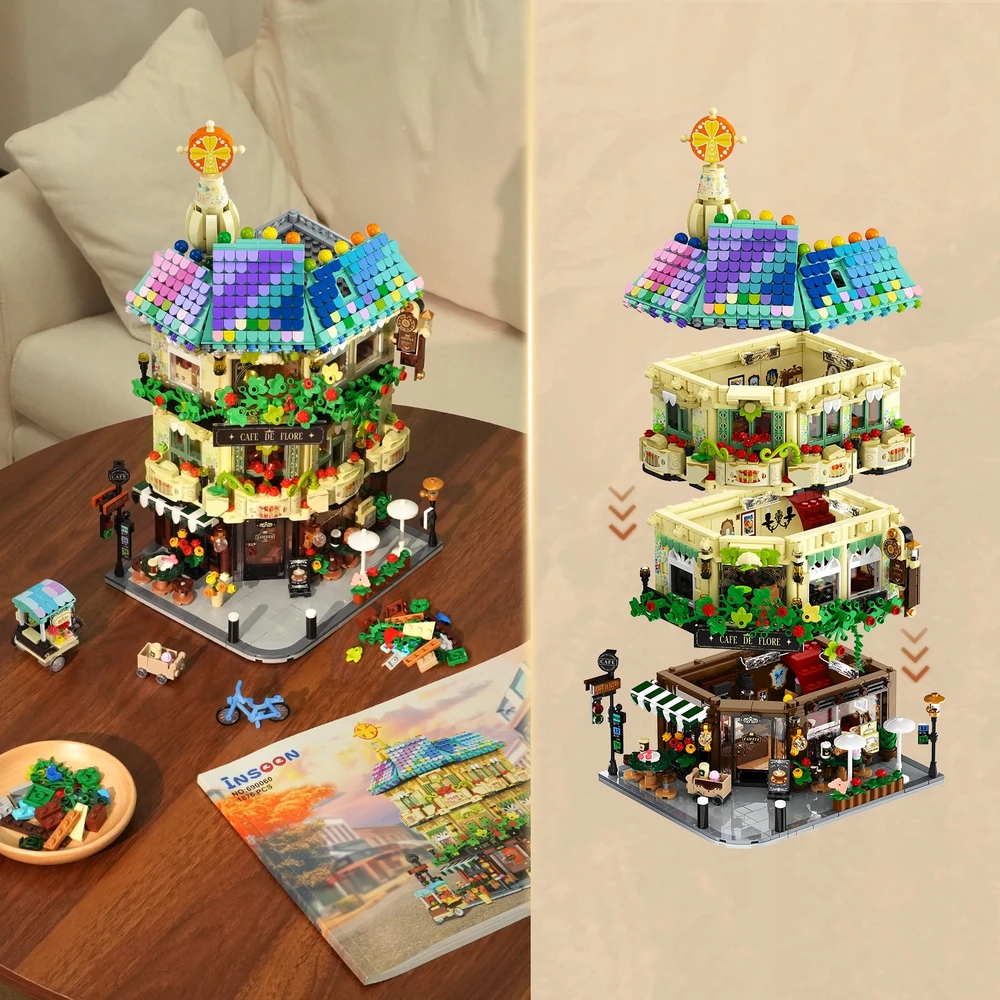 Insoon Blocks CITY CAFE COFFEE HOUSE LED HOUSE PARDUOTUVĖ FIGŪRA DOVANAI 1876×