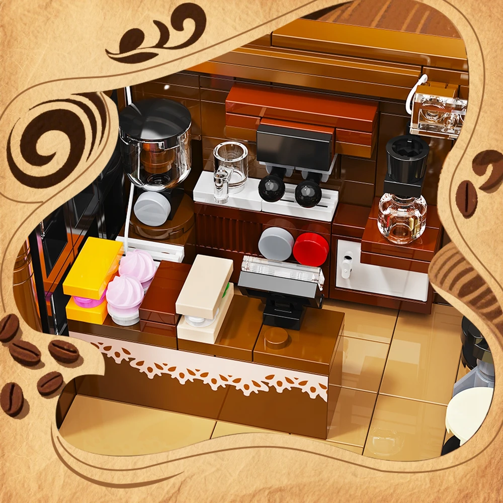 Insoon Blocks CITY CAFE COFFEE HOUSE LED HOUSE PARDUOTUVĖ FIGŪRA DOVANAI 1876×