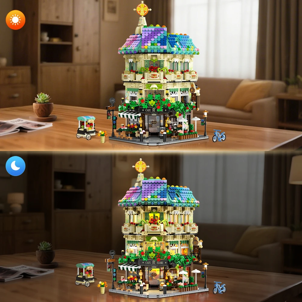 Insoon Blocks CITY CAFE COFFEE HOUSE LED HOUSE PARDUOTUVĖ FIGŪRA DOVANAI 1876×