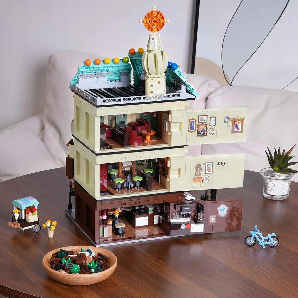 Insoon Blocks CITY CAFE COFFEE HOUSE LED HOUSE PARDUOTUVĖ FIGŪRA DOVANAI 1876×