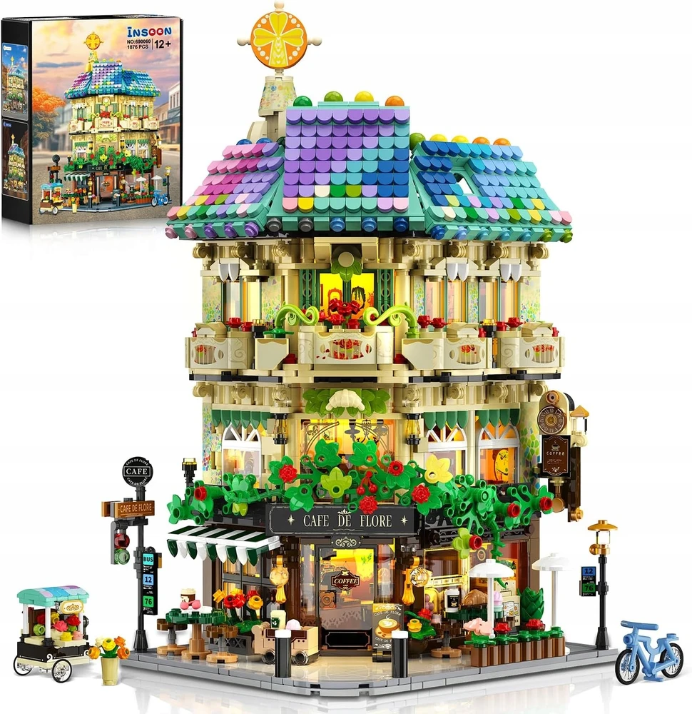Insoon Blocks CITY CAFE COFFEE HOUSE LED HOUSE PARDUOTUVĖ FIGŪRA DOVANAI 1876×