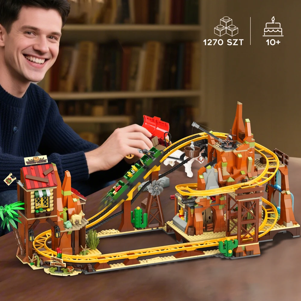 Insoon BLOCKS ROLLER COAST SU MINŲ TRAUKINIŲ LENKTYNŲ TRAKA 1270 vnt DOVANA