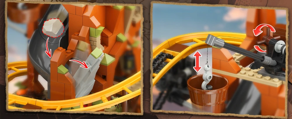 Insoon BLOCKS ROLLER COAST SU MINŲ TRAUKINIŲ LENKTYNŲ TRAKA 1270 vnt DOVANA