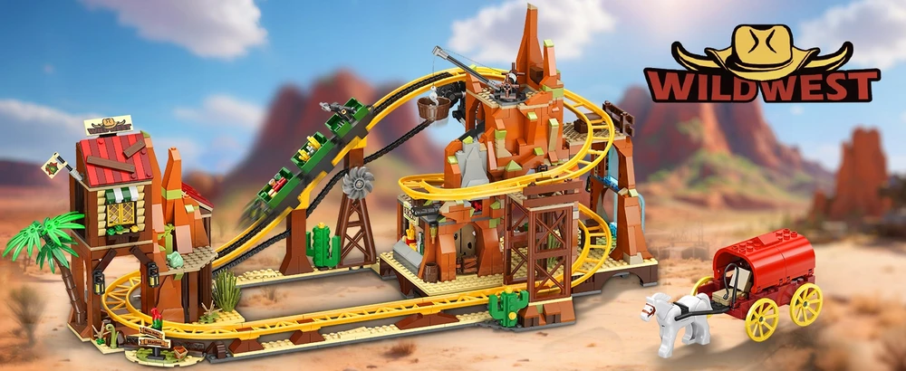 Insoon BLOCKS ROLLER COAST SU MINŲ TRAUKINIŲ LENKTYNŲ TRAKA 1270 vnt DOVANA
