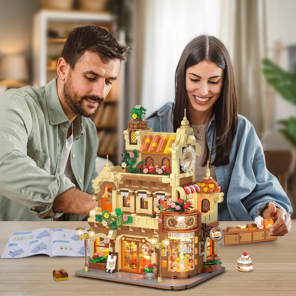 Insoon BLOKŲ KAVINĖ KAVOS NAMAI LED FIGURINE KŪRYBINIAI NAMAI 1289 vnt.