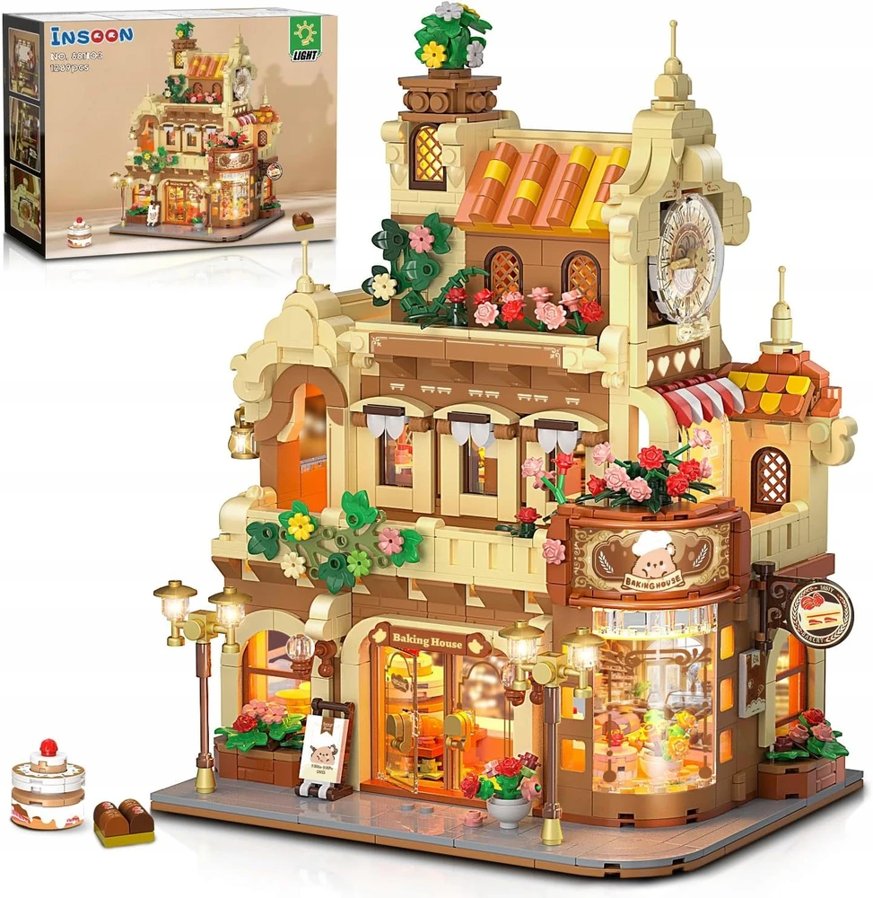 Insoon BLOKŲ KAVINĖ KAVOS NAMAI LED FIGURINE KŪRYBINIAI NAMAI 1289 vnt.