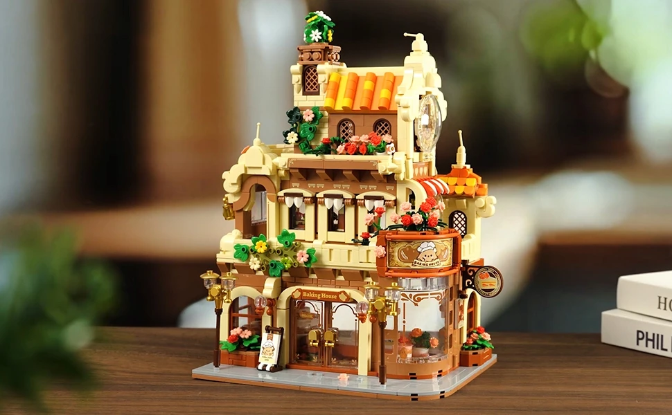 Insoon BLOKŲ KAVINĖ KAVOS NAMAI LED FIGURINE KŪRYBINIAI NAMAI 1289 vnt.