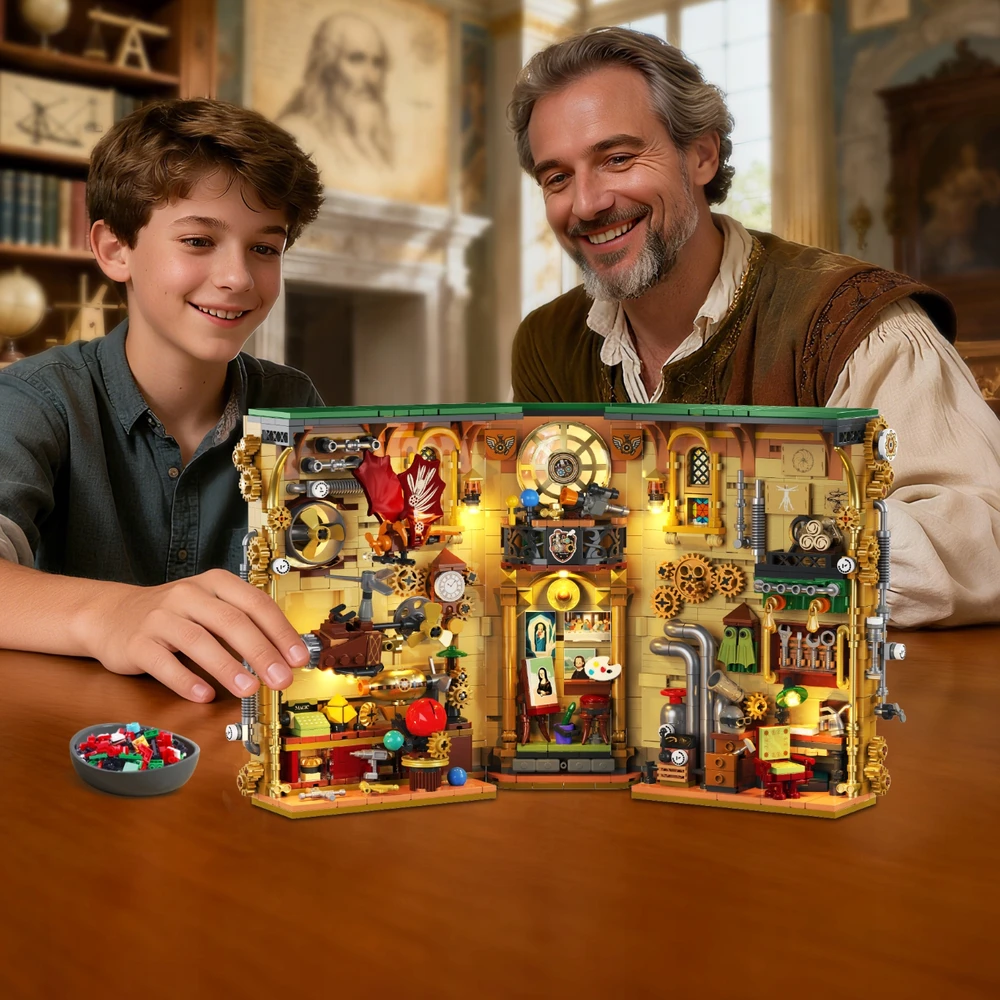 Insoon BOOK Blocks NOOK Dėlionė 3D HOUSE STEMPUNK BOOKSTORE LED 1178vnt DOVANAI