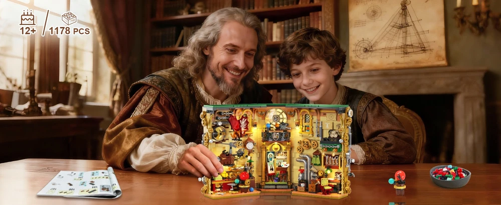 Insoon BOOK Blocks NOOK Dėlionė 3D HOUSE STEMPUNK BOOKSTORE LED 1178vnt DOVANAI