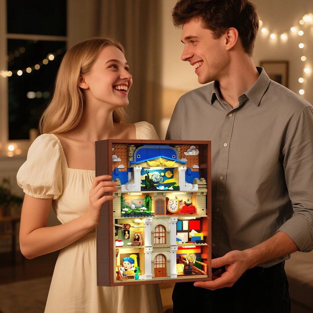 Insoon KNYGŲ BLOKAI NOOK Dėlionė HOUSE KNYGNYNAS STARRY NIGHT SCREM DOVANA 7 viename