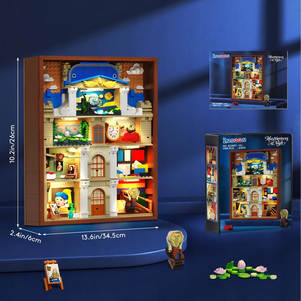 Insoon KNYGŲ BLOKAI NOOK Dėlionė HOUSE KNYGNYNAS STARRY NIGHT SCREM DOVANA 7 viename