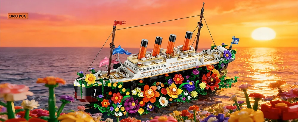 Insoon TITANIKO BLOKAI TITANIC SHIP KRUIZINIS LAIVAS LED 1860vnt FIGURINIŲ RINKINYS