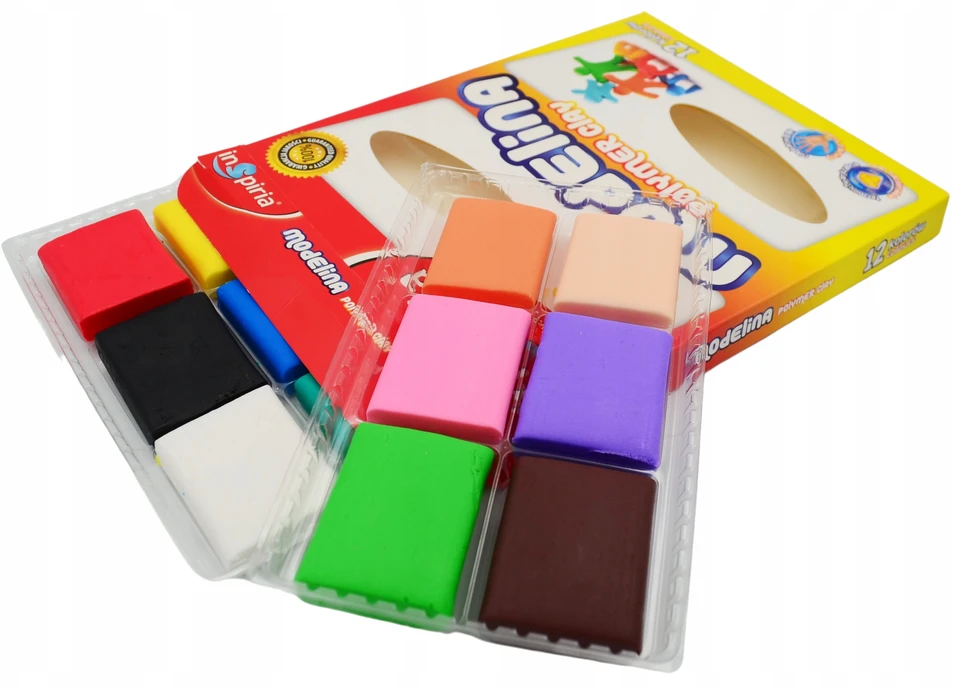 Inspira MODELINA SZKOLNA PLASTYCZNA DLA DZIECI NIEBRUDZĄCA KREATYWNA 12 COLOURS