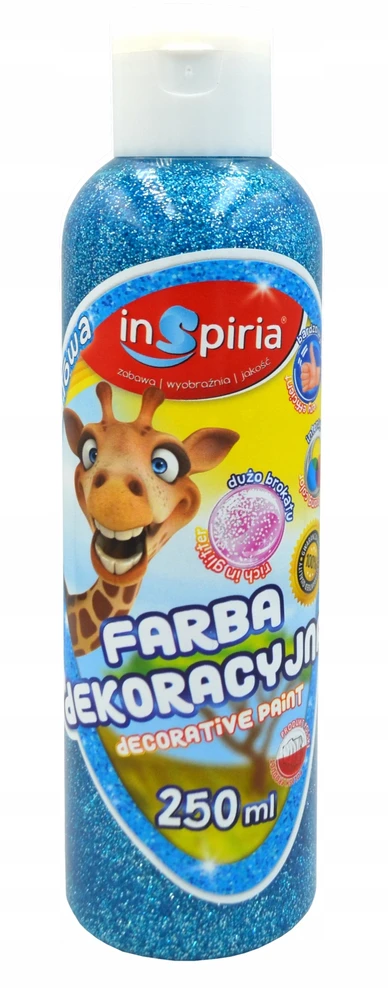 Schemat Inspiria dekoratyviniai dažai su blizgučiais, 250 ml, mėlyni
