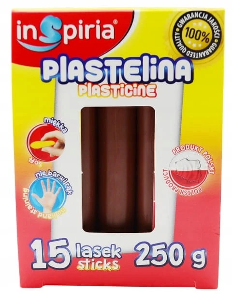 Teka Inspiria PLASTELINA SZKOLNA DLA DZIECI Rinkinys 15 SZT. ELASTYCZNA MIĘKKA KOL.RUDA