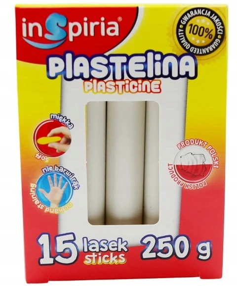 Schemat Inspiria Plastelinos rinkinys 15 vnt., 250g, balta spalva