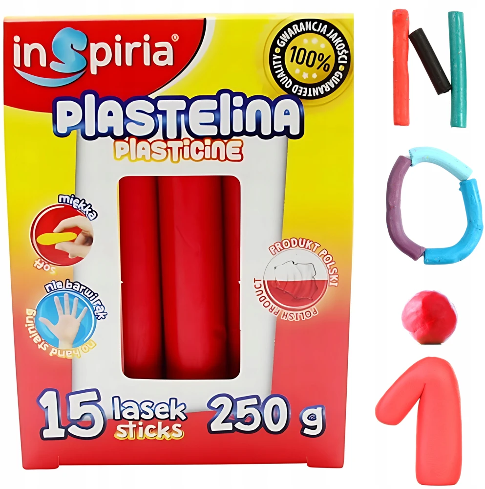 Inspiria Plastelinos rinkinys vaikams, raudona, 15 lazdelės