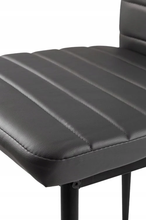 Integral 4 pilkos eko odos kėdės - juodos metalinės kojos - aukštas atlošas 120 kg