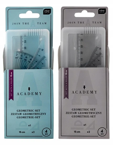 Interdruk Academy 4 el. geometrinis rinkinys su liniuote 15 cm