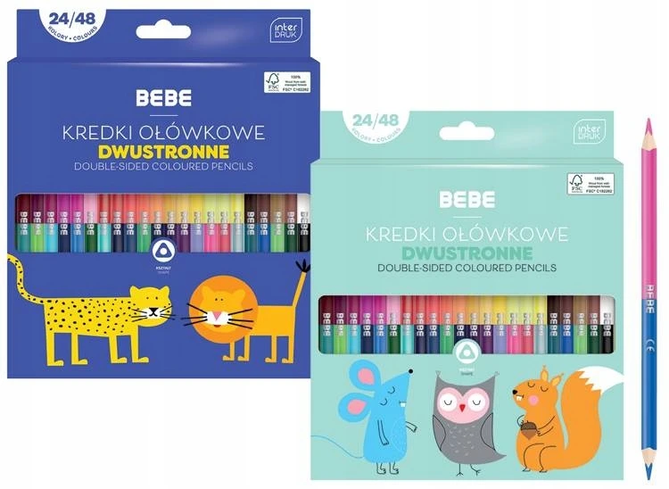 Interdruk BEBE Dvipusės pieštukinės kreidelės tvirtos Olo 48 spalvos