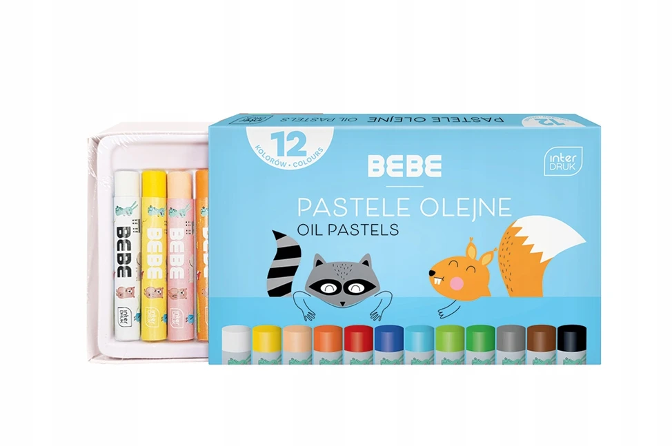 Interdruk Bebe minkšti aliejiniai pasteliai, 12 spalvų