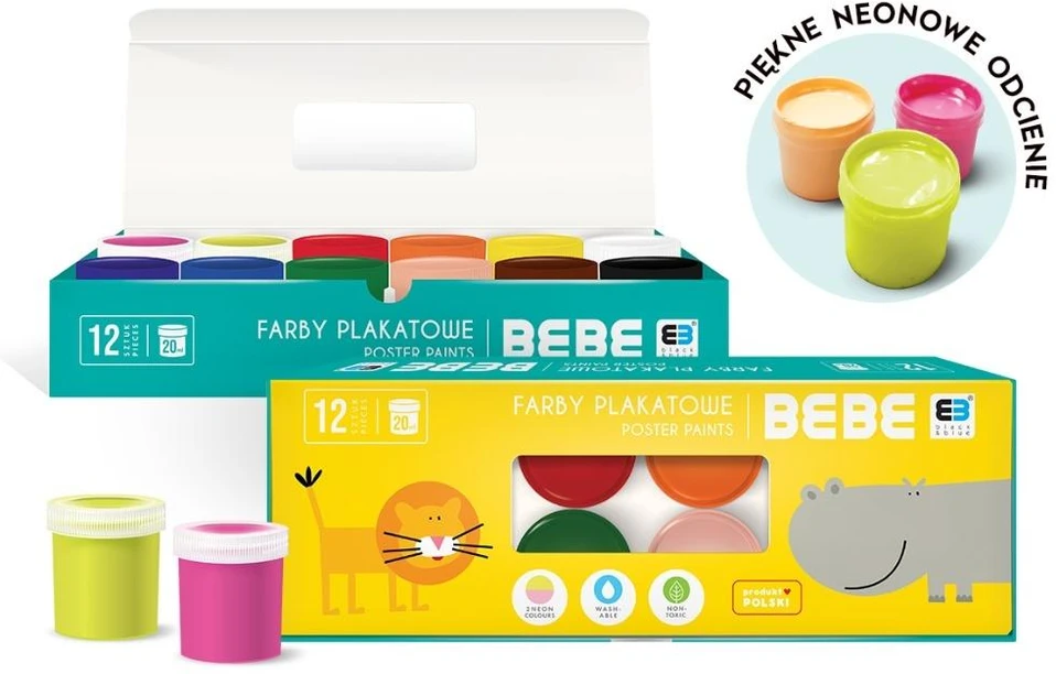 Interdruk Plakatų dažai Bbi Kids, 12 spalvų, 20 ml