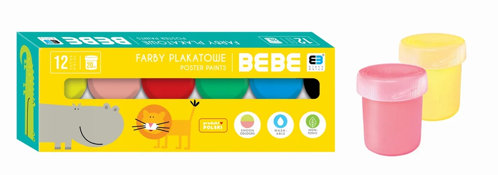 Interdruk Plakatų dažai Bbi Kids, 12 spalvų, 20 ml