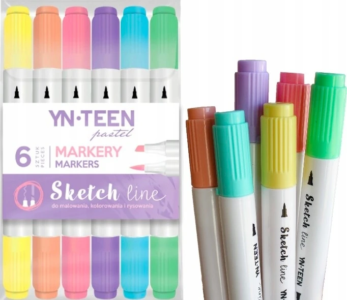 Interdruk Rinkinys su 6 pastelinių spalvų žymekliais "yn Teen"