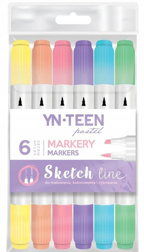 Interdruk Rinkinys su 6 pastelinių spalvų žymekliais "yn Teen"