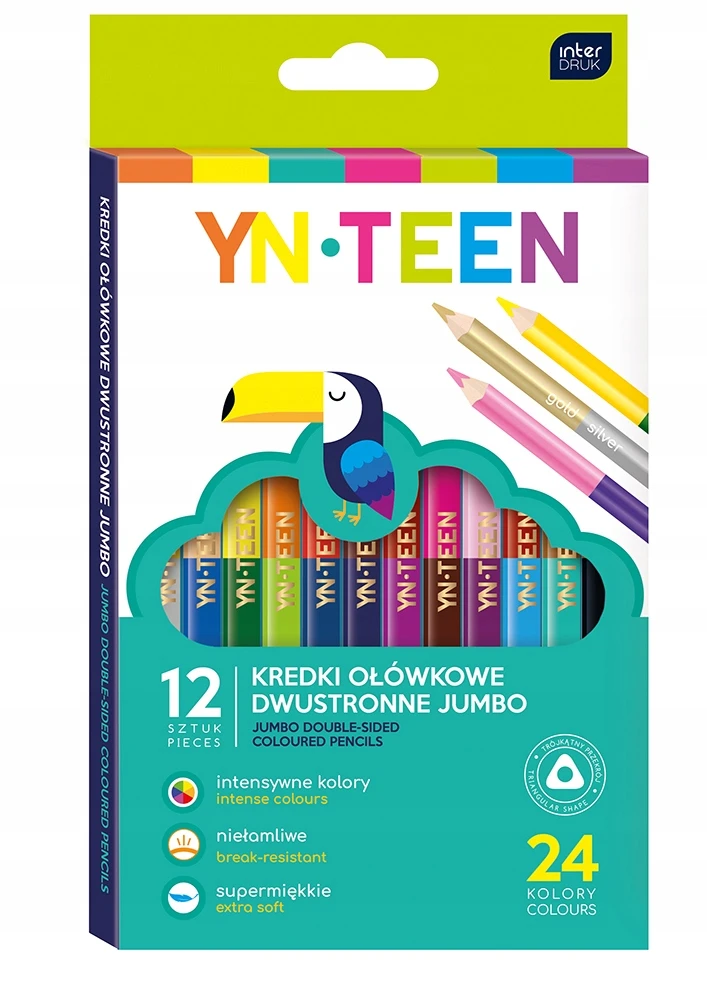 Interdruk spalvoti pieštukai 24 vnt. - ryškios spalvos, nelūžtantys